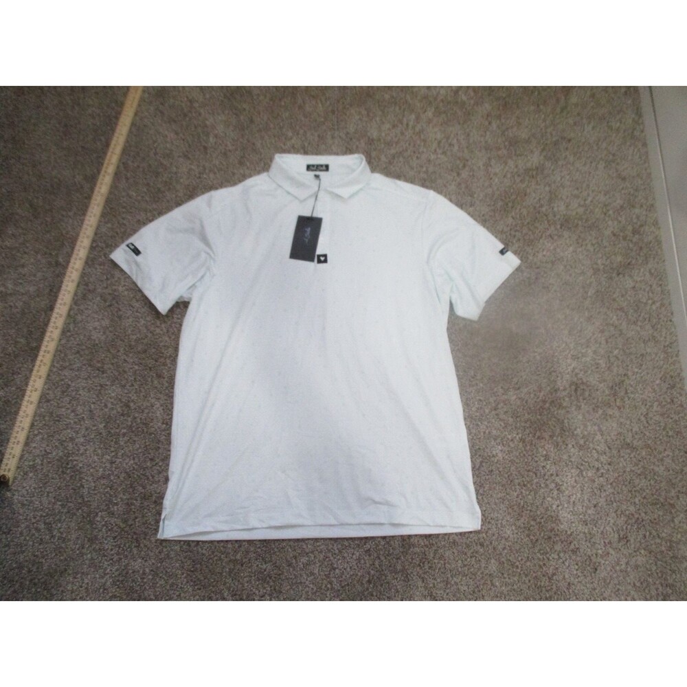 Bad Birdie Core Polo blue geometric square Men's Size XL New With Tags MSRP $78